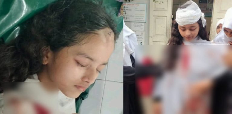 নির্মাণাধীন ভবন থেকে ইট পড়ে ছাত্রী আহত