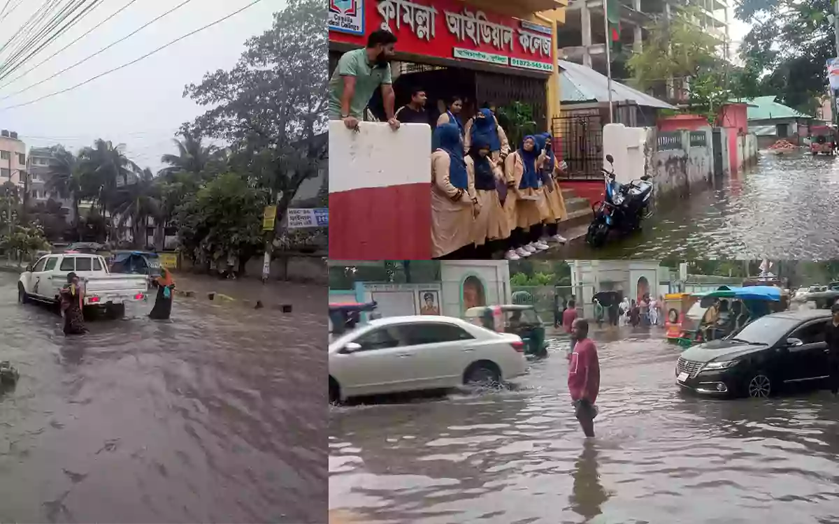 কয়েক ঘণ্টার বৃষ্টিতেই কুমিল্লা নগরী জলাবদ্ধ, দুর্ভোগে জনজীবন