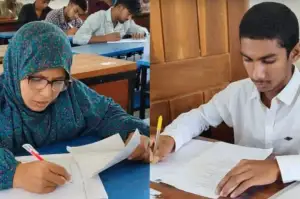 নাটোরে ছেলের সঙ্গে এসএসসি পরীক্ষা দিচ্ছেন মা