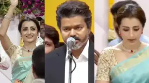 বিজয়ের শপথ অনুষ্ঠানে হাজির তৃষা, স্নিগ্ধ সাজে মুগ্ধ ভক্তরা