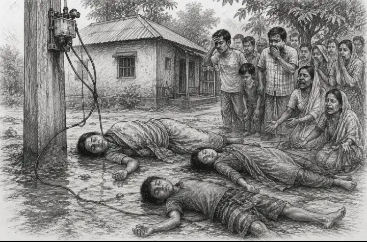 চাঁপাইনবাবগঞ্জে বিদ্যুৎস্পৃষ্টে একই পরিবারের তিনজনের মর্মান্তিক মৃত্যু