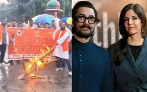 বারবার হিন্দু মেয়ে বিয়ে করায়, লাভ জিহাদের অভিযোগ তুলে আমির খানের কুশপত্তলিকা দাহ!