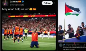 ফাইনাল খেলতে নামার আগে আল্লাহর কাছে দোয়া  করে লামিনের টুইট!