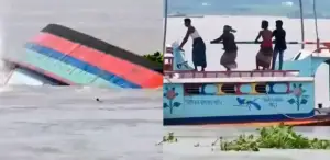 চাঁদপুরে মেঘনার ঘূর্ণিস্রোতে সিমেন্ট বোঝাই ট্রলারডুবি, প্রায় কোটি টাকার ক্ষতির আশঙ্কা
