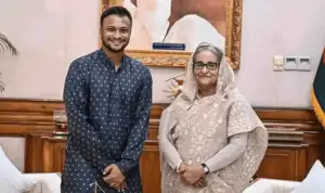 ক্ষমতাচ্যুত শেখ হাসিনার সংবাদ সম্মেলনে অংশ নিচ্ছেন সাবেক অধিনায়ক সাকিব