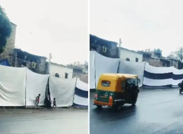 বিশ্বনেতাদের চোখ এড়াতে নয়াদিল্লির বস্তি ঢেকে দিল কাপড় দিয়ে
