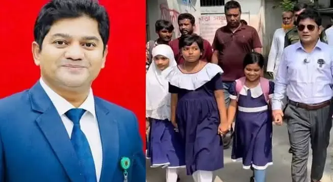 খুঁটির সঙ্গে বাঁধা বাবার মুখে পাউরুটি তুলে দেওয়া সেই তুবার হাত ধরে স্কুলে ইউএনও